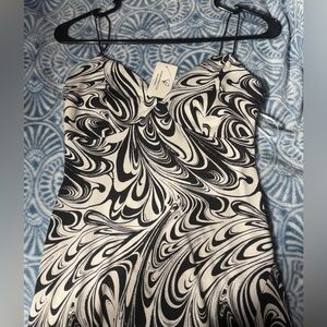 Windsor strappy Black and White Swirl Dress